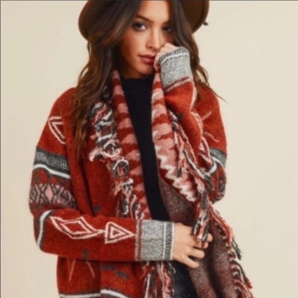 Tribal print cardigan sweater